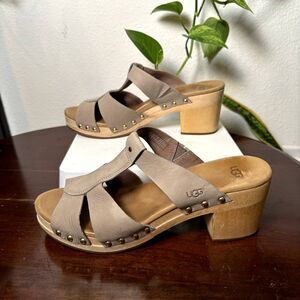 UGG Jennie Women's Sandals – Size 9 US / 40 EU Tan Taupe Leather Block Heel